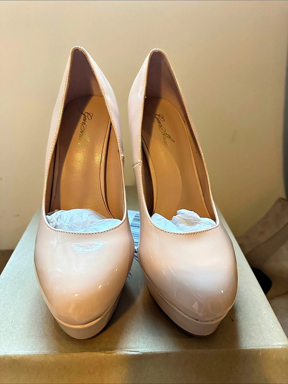 Genshuo Platform Stiletto High Heels Patent Pumps Patent Heels Pink EU 39 / US